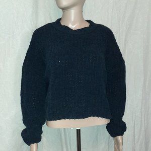 Charlotte Russe cloud-soft NAVY crew neck chenille crop cropped sweater